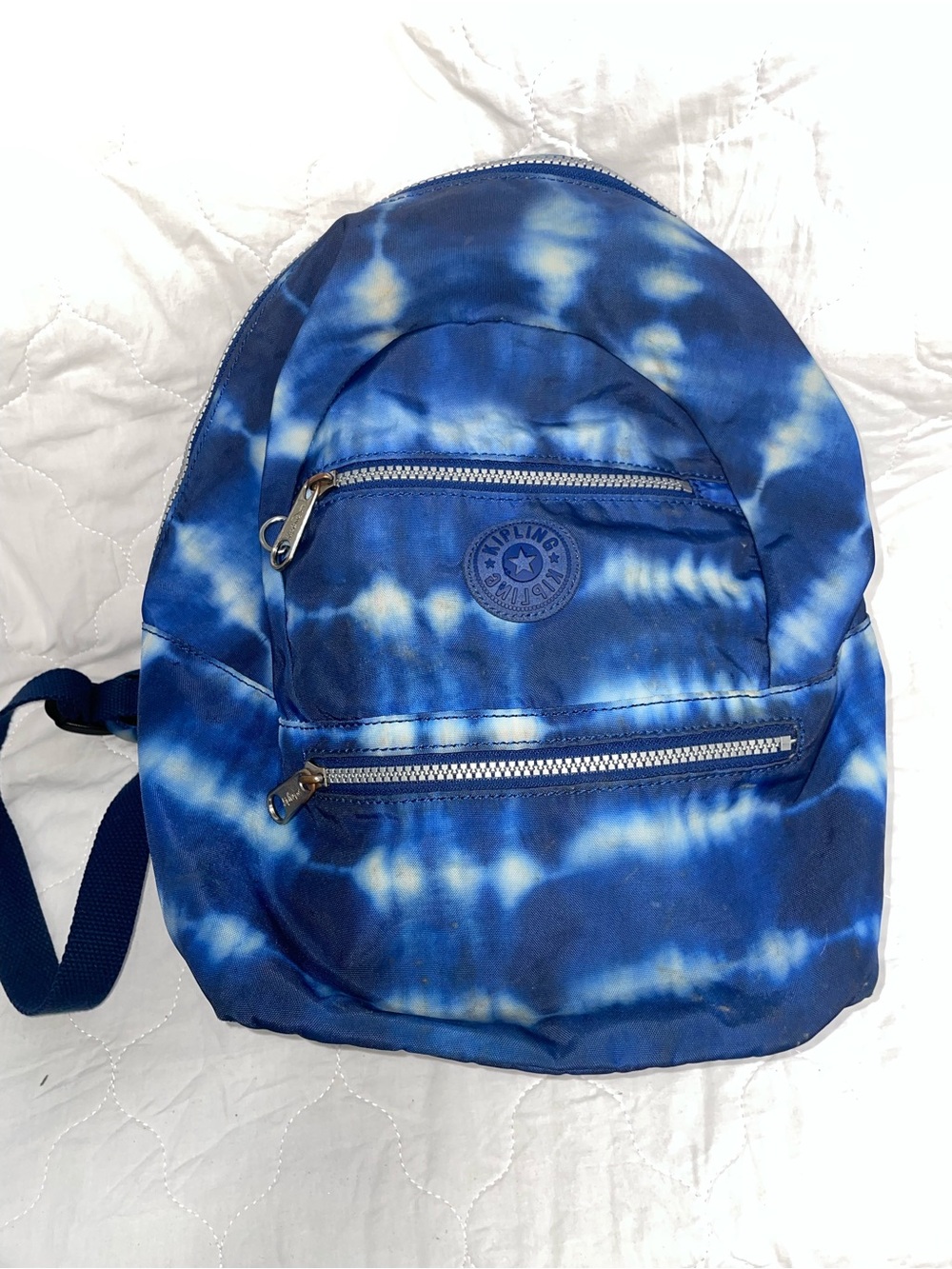 Kipling Blue and White Tie-Dye Mini Backpack
